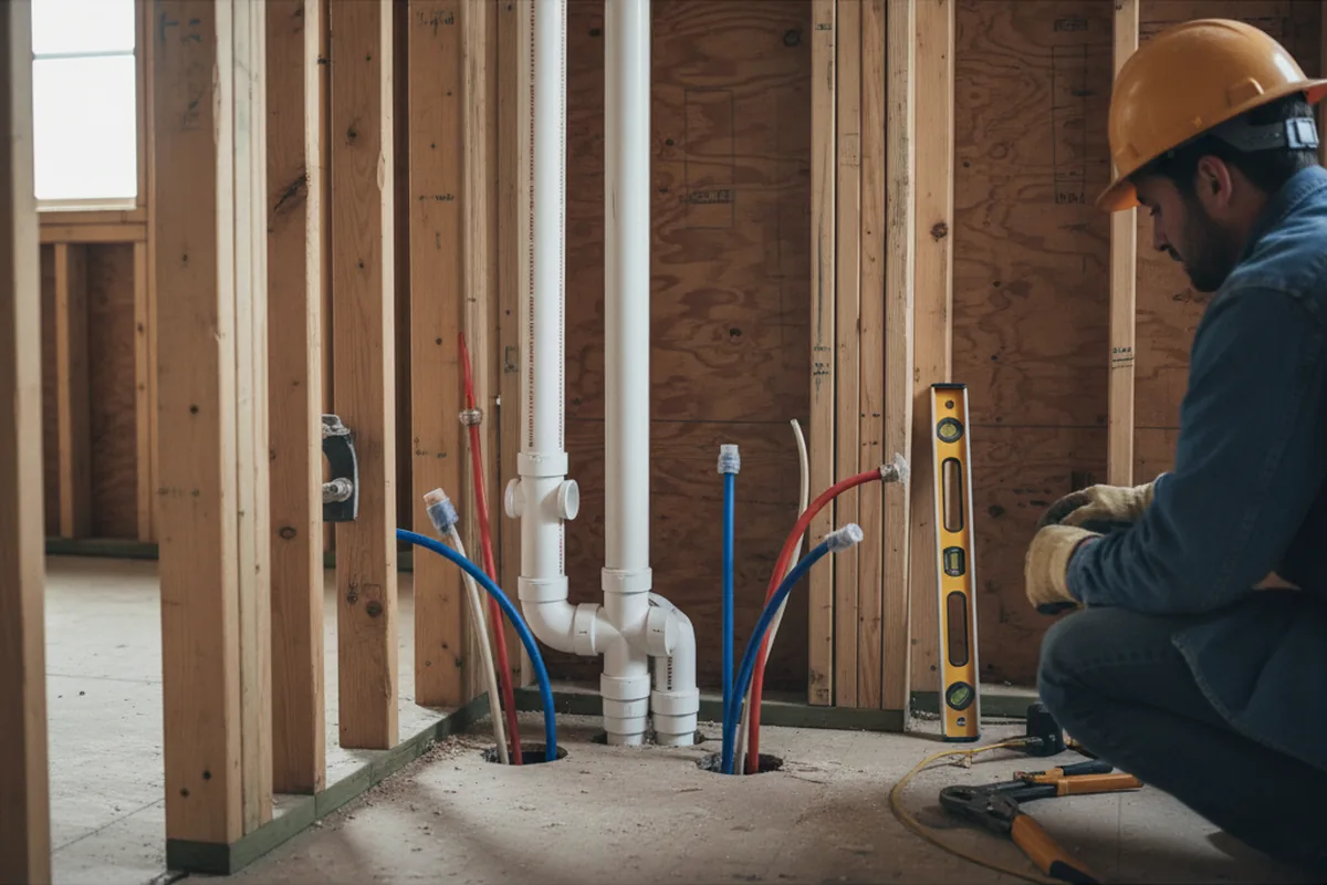 Drain and supply rough-in during Drain Cleaning in Cranston